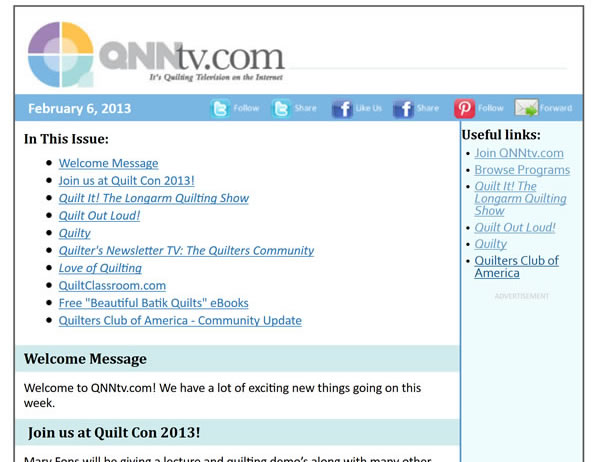 QNNtv Newsletter Screenshot